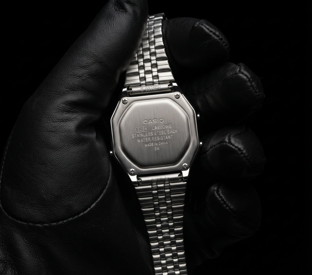 Casio LA680WE kol saatinin paslanmaz çelik arka kapağı